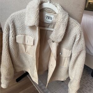 Zara Women's Beige Teddy Jacket